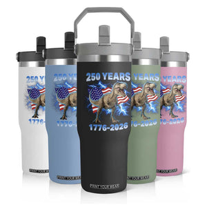 Funny Patriotic Dino Rex 250 Years 1776 2026 Flip Straw Tumbler Dinosaur USA Flag America 250th Anniversary Celebration TS02 Print Your Wear