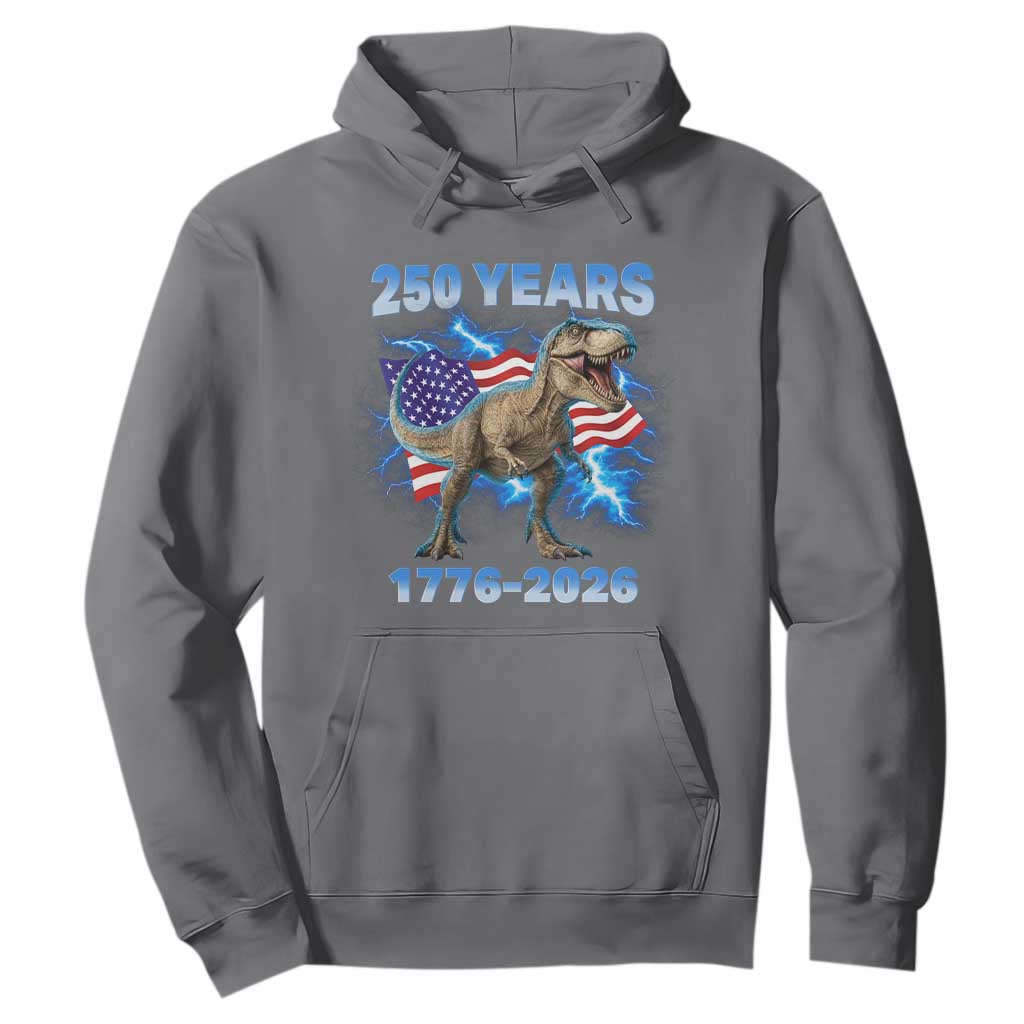 Funny Patriotic Dino Rex 250 Years 1776 2026 Hoodie Dinosaur USA Flag America 250th Anniversary Celebration TS02 Charcoal Print Your Wear