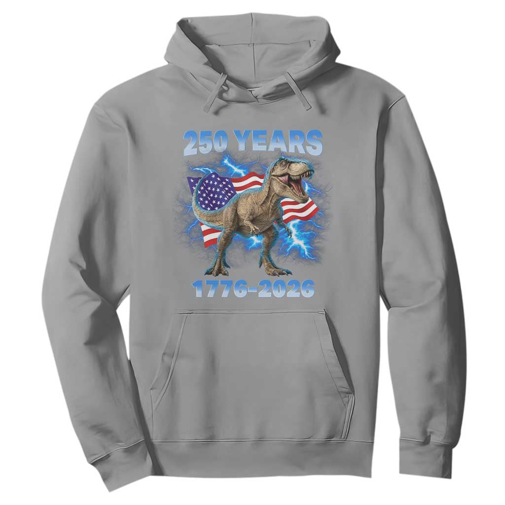 Funny Patriotic Dino Rex 250 Years 1776 2026 Hoodie Dinosaur USA Flag America 250th Anniversary Celebration TS02 Sport Gray Print Your Wear