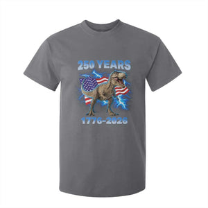 Funny Patriotic Dino Rex 250 Years 1776 2026 T Shirt For Kid Dinosaur USA Flag America 250th Anniversary Celebration TS02 Charcoal Print Your Wear