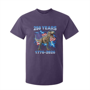 Funny Patriotic Dino Rex 250 Years 1776 2026 T Shirt For Kid Dinosaur USA Flag America 250th Anniversary Celebration TS02 Purple Print Your Wear