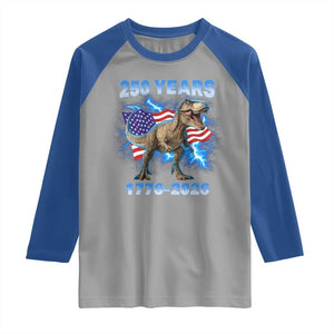 Funny Patriotic Dino Rex 250 Years 1776 2026 Raglan Shirt Dinosaur USA Flag America 250th Anniversary Celebration TS02 Sport Gray Royal Print Your Wear