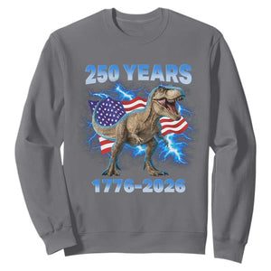 Funny Patriotic Dino Rex 250 Years 1776 2026 Sweatshirt Dinosaur USA Flag America 250th Anniversary Celebration TS02 Charcoal Print Your Wear