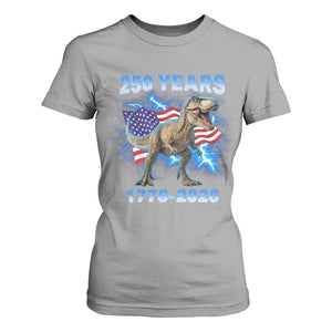Funny Patriotic Dino Rex 250 Years 1776 2026 T Shirt For Women Dinosaur USA Flag America 250th Anniversary Celebration TS02 Sport Gray Print Your Wear