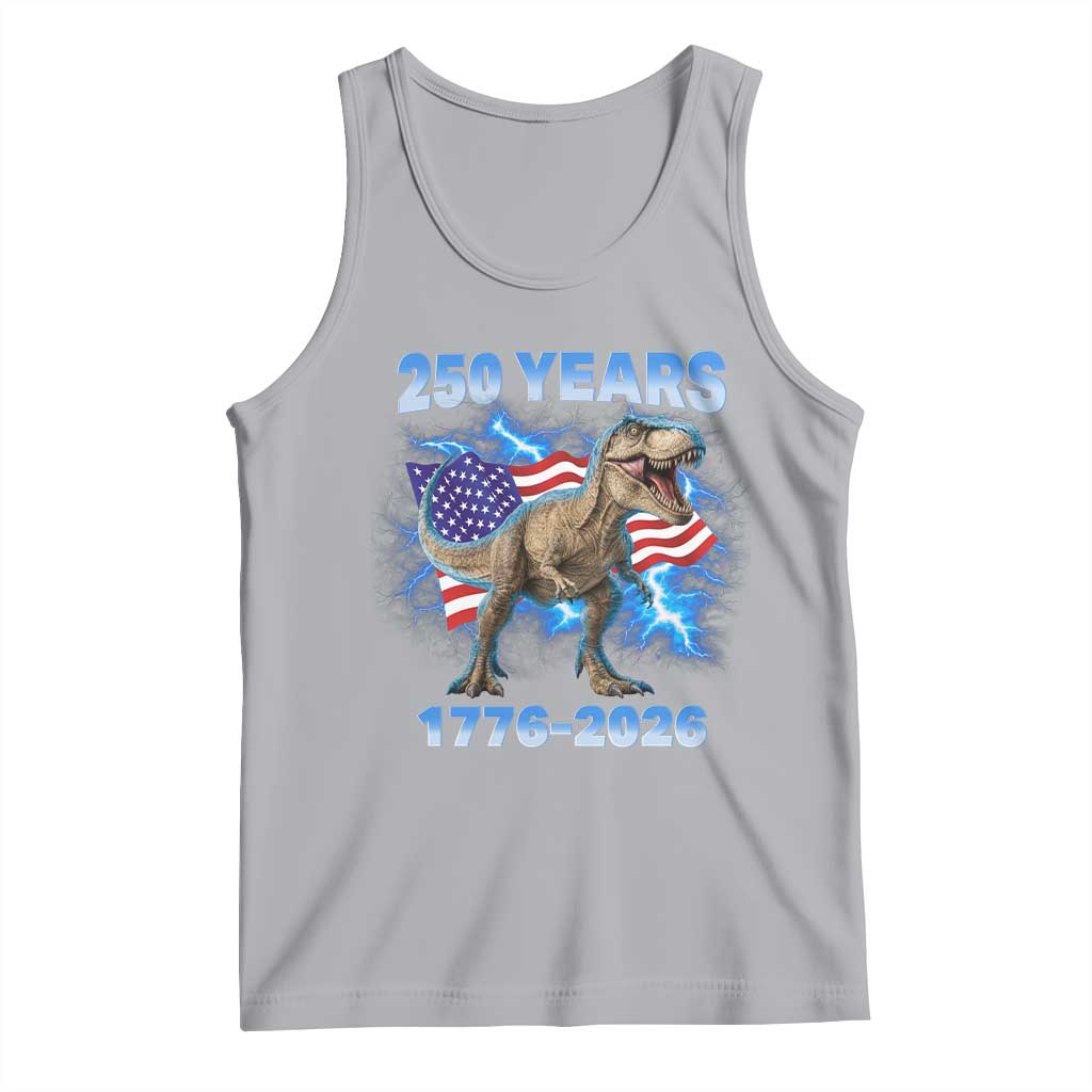 Funny Patriotic Dino Rex 250 Years 1776 2026 Tank Top Dinosaur USA Flag America 250th Anniversary Celebration TS02 Athletic Heather Print Your Wear