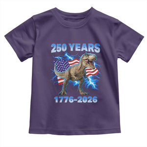 Funny Patriotic Dino Rex 250 Years 1776 2026 Toddler T Shirt Dinosaur USA Flag America 250th Anniversary Celebration TS02 Purple Print Your Wear