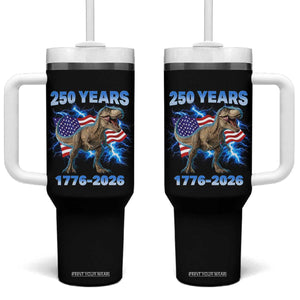 Funny Patriotic Dino Rex 250 Years 1776 2026 Tumbler With Handle Dinosaur USA Flag America 250th Anniversary Celebration TS02 One Size: 40 oz Black Print Your Wear