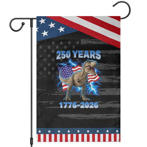 Funny Patriotic Dino Rex 250 Years 1776 2026 Garden Flag Dinosaur USA Flag America 250th Anniversary Celebration TS02 Distressed Black Blue Print Your Wear