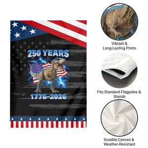 Funny Patriotic Dino Rex 250 Years 1776 2026 Garden Flag Dinosaur USA Flag America 250th Anniversary Celebration TS02 Print Your Wear
