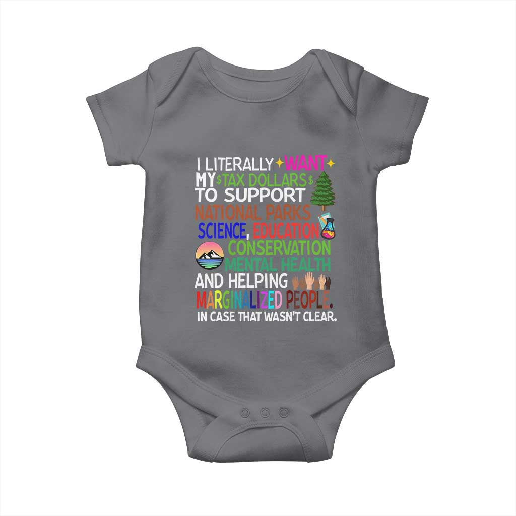 I Literally Want My Tax Dollars To Support National Park Baby Onesie TS02 Charcoal Print Your Wear