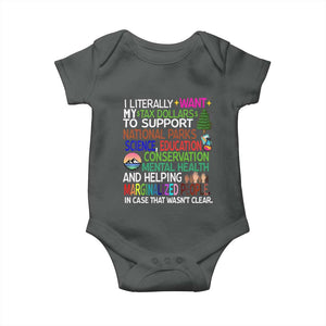 I Literally Want My Tax Dollars To Support National Park Baby Onesie TS02 Dark Heather Print Your Wear