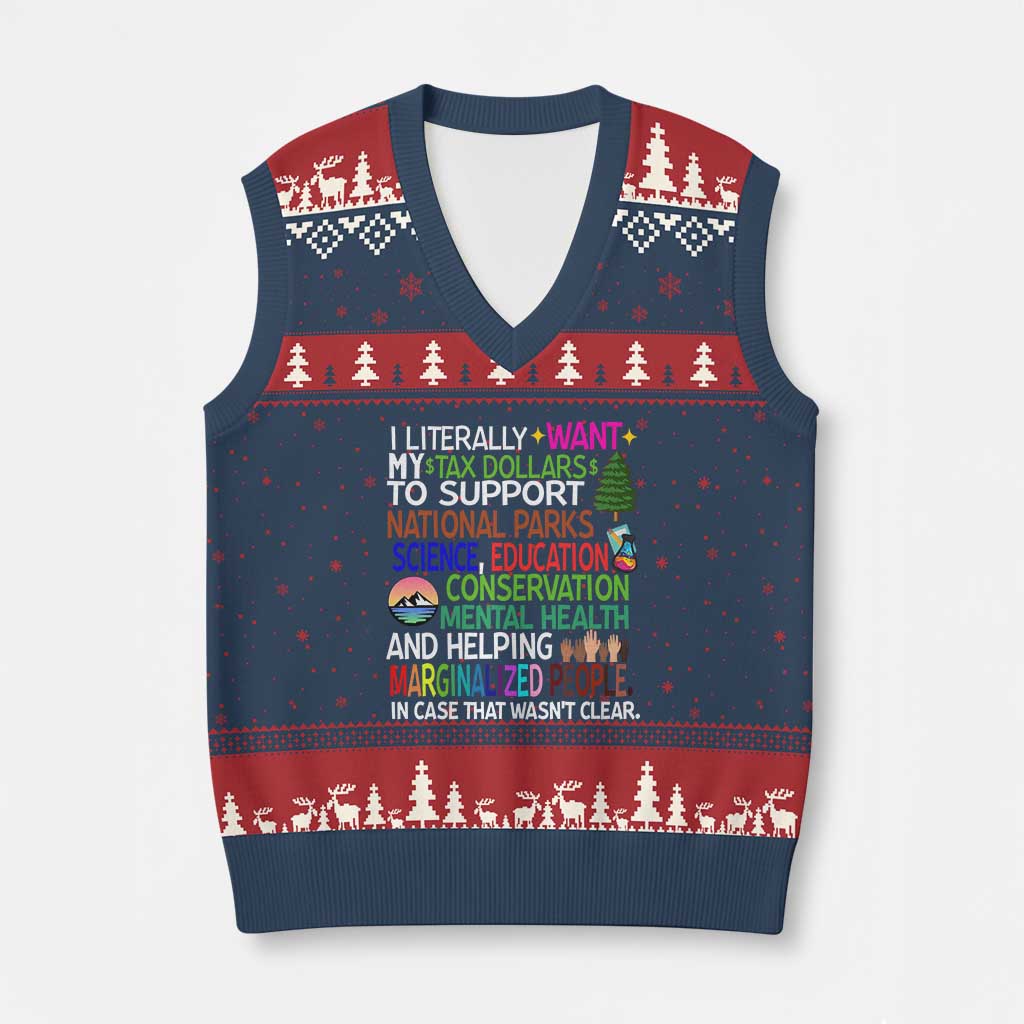 I Literally Want My Tax Dollars To Support National Park V-Neck Knit Sweater Vest TS02 Navy Red Print Your Wear