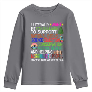 I Literally Want My Tax Dollars To Support National Park Youth Sweatshirt TS02 Charcoal Print Your Wear
