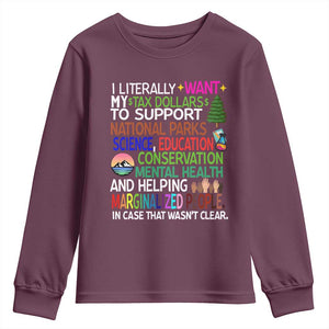 I Literally Want My Tax Dollars To Support National Park Youth Sweatshirt TS02 Maroon Print Your Wear