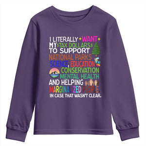 I Literally Want My Tax Dollars To Support National Park Youth Sweatshirt TS02 Purple Print Your Wear