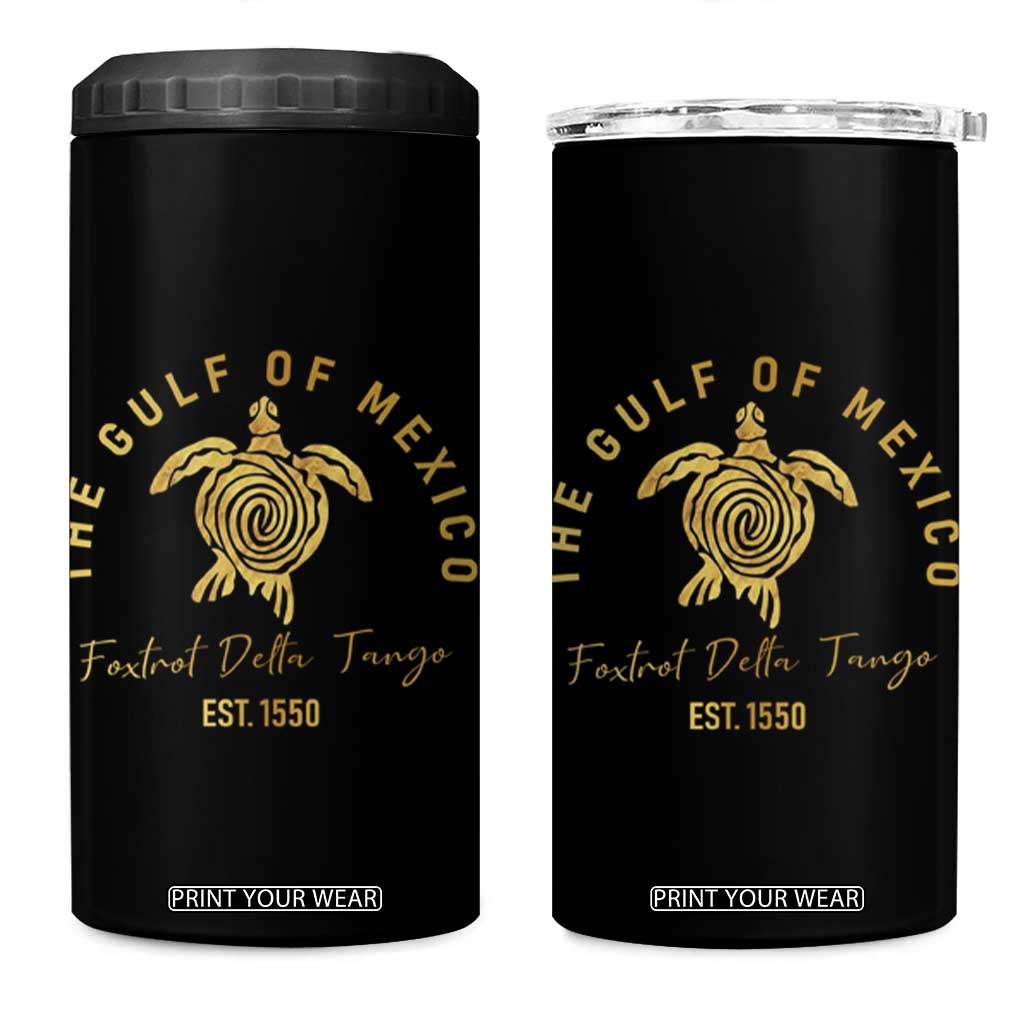 Gulf Of Mexico Turtle 4 in 1 Can Cooler Tumbler Foxtrots Deltas Tangos TS02 One Size: 16 oz Black Print Your Wear