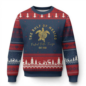 Gulf Of Mexico Turtle Ugly Christmas Sweater Foxtrots Deltas Tangos TS02 Navy Red Print Your Wear