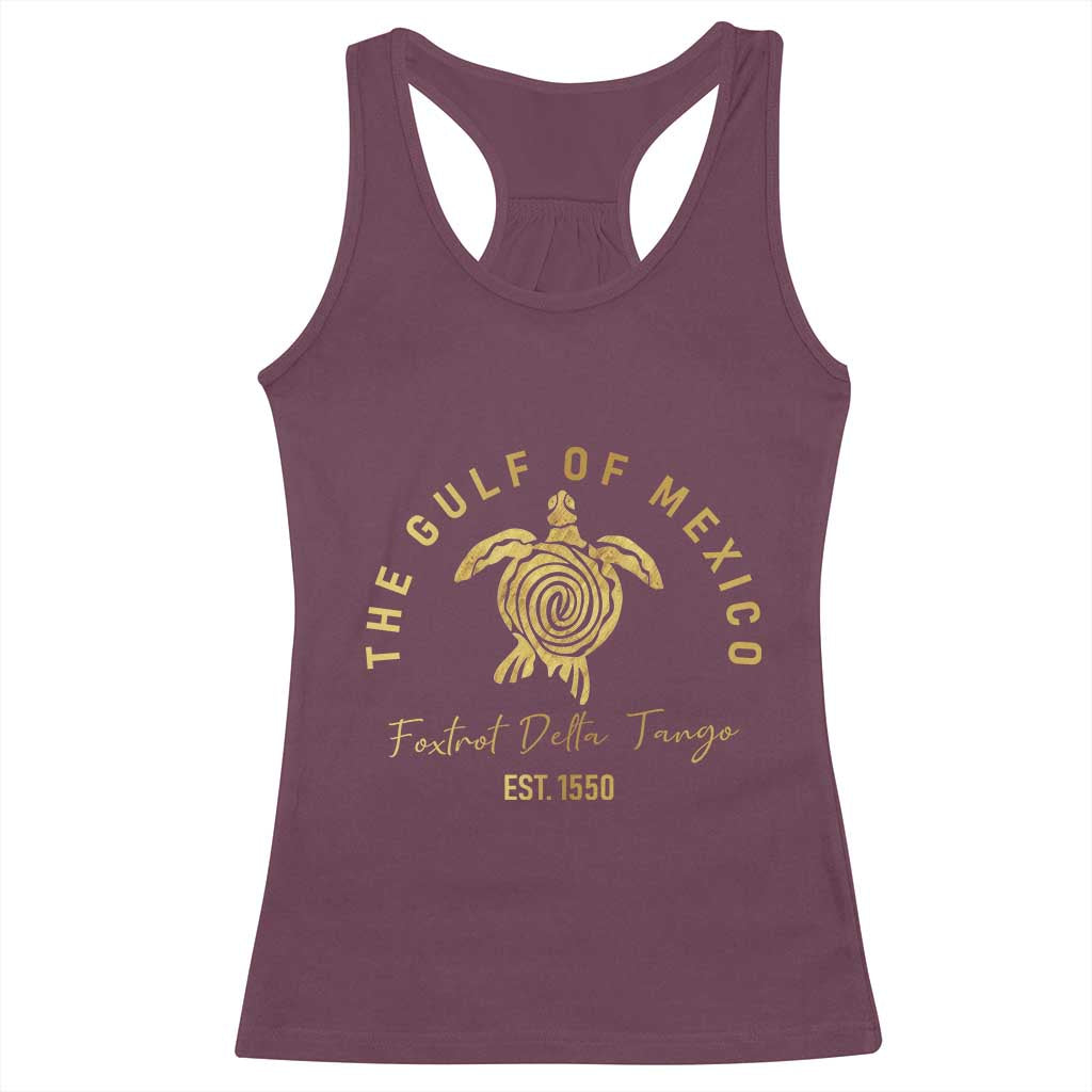 Gulf Of Mexico Turtle Racerback Tank Top Foxtrots Deltas Tangos TS02 Maroon Print Your Wear