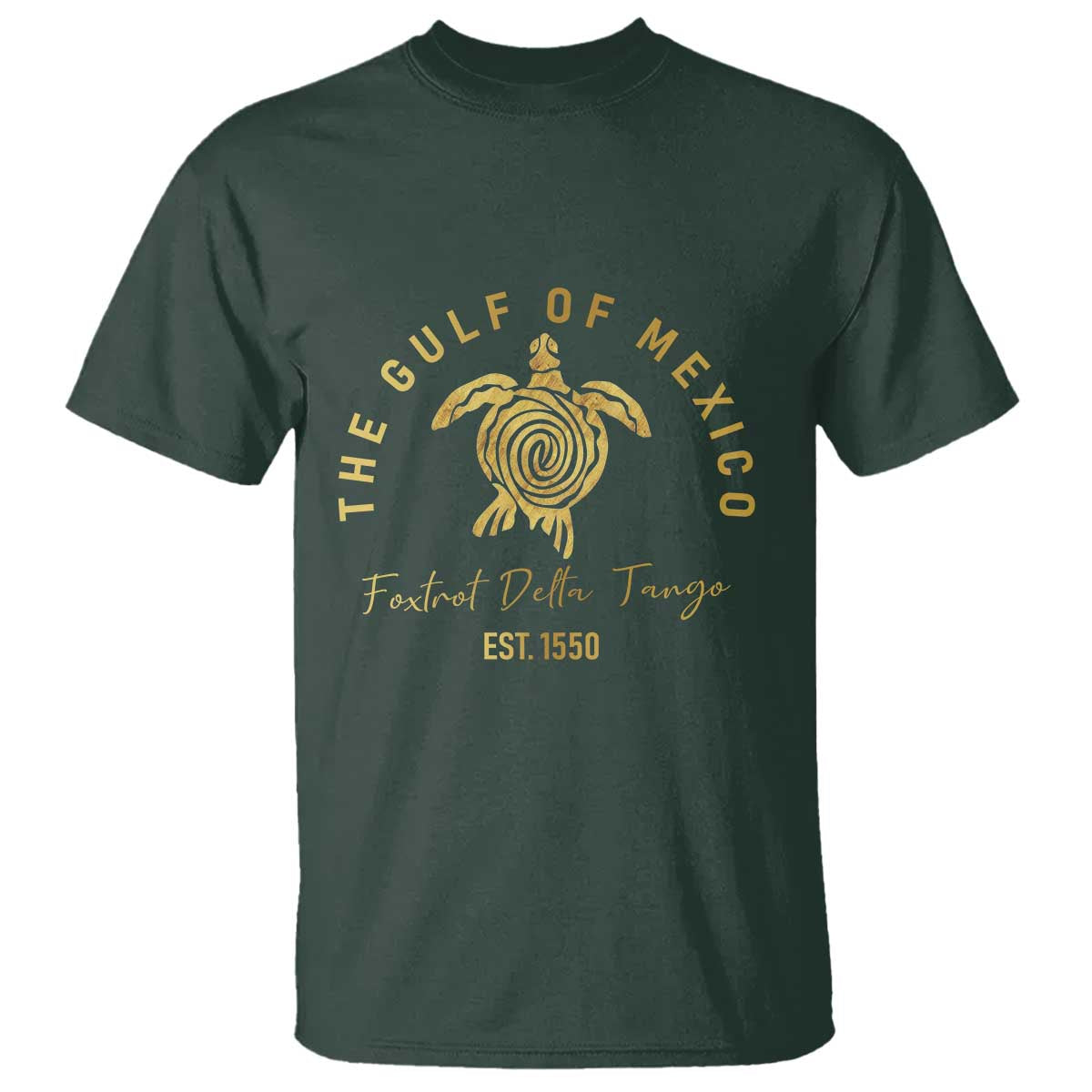 Gulf Of Mexico Turtle T Shirt Foxtrots Deltas Tangos TS02 Dark Forest Green Print Your Wear