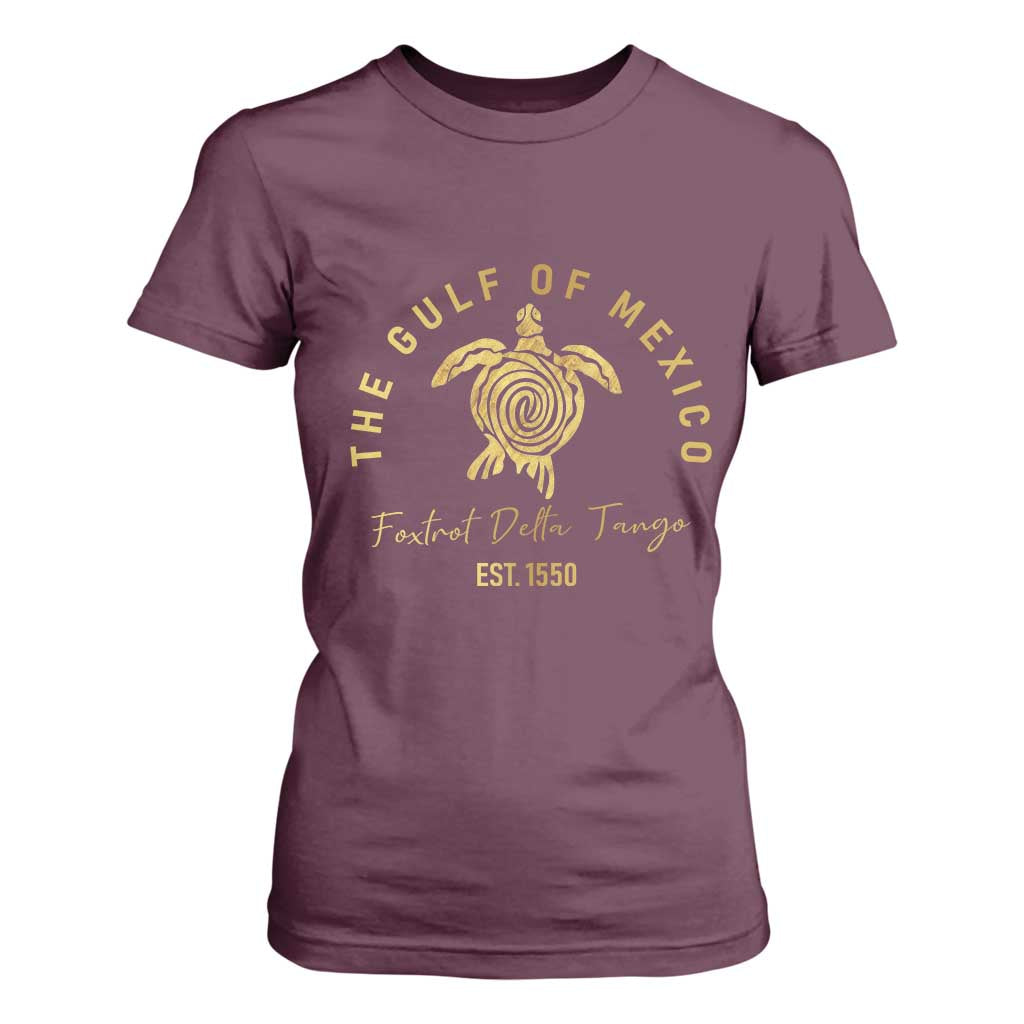 Gulf Of Mexico Turtle T Shirt For Women Foxtrots Deltas Tangos TS02 Maroon Print Your Wear