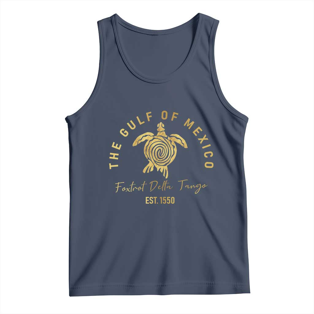 Gulf Of Mexico Turtle Tank Top Foxtrots Deltas Tangos TS02 Navy Print Your Wear