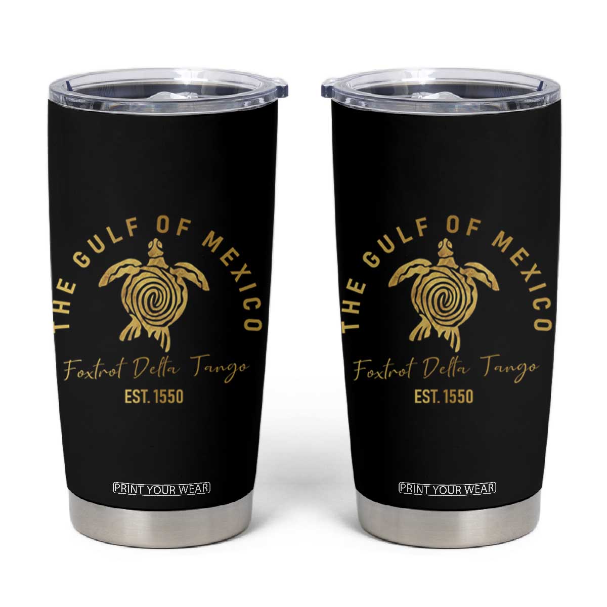 Gulf Of Mexico Turtle Tumbler Cup Foxtrots Deltas Tangos TS02 Black Print Your Wear