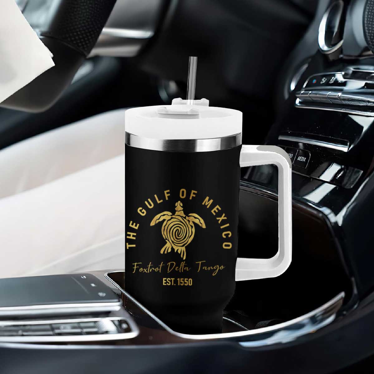 Gulf Of Mexico Turtle Tumbler With Handle Foxtrots Deltas Tangos TS02 Print Your Wear