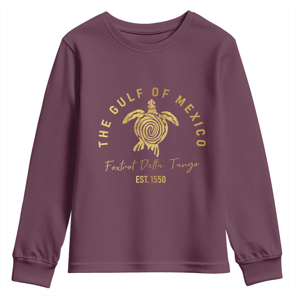 Gulf Of Mexico Turtle Youth Sweatshirt Foxtrots Deltas Tangos TS02 Maroon Print Your Wear