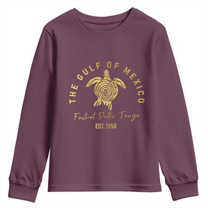 Gulf Of Mexico Turtle Youth Sweatshirt Foxtrots Deltas Tangos TS02 Maroon Print Your Wear