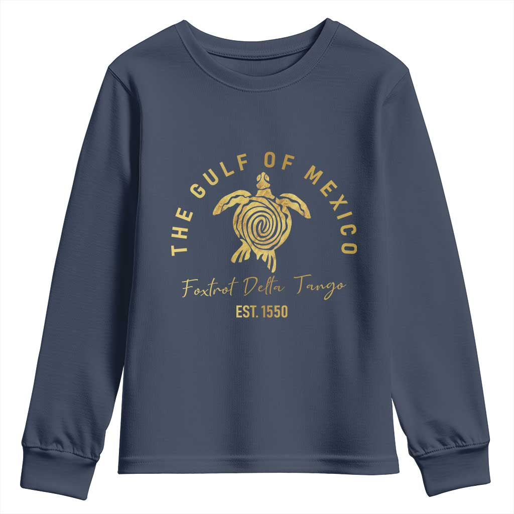 Gulf Of Mexico Turtle Youth Sweatshirt Foxtrots Deltas Tangos TS02 Navy Print Your Wear