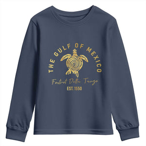Gulf Of Mexico Turtle Youth Sweatshirt Foxtrots Deltas Tangos TS02 Navy Print Your Wear