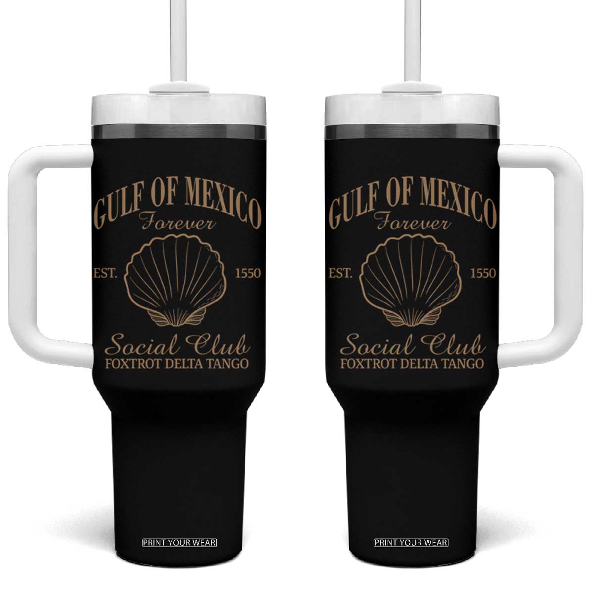 Gulf Of Mexico Tumbler With Handle Foxtrot Delta Tango FDT Resist TS02 One Size: 40 oz Black Print Your Wear