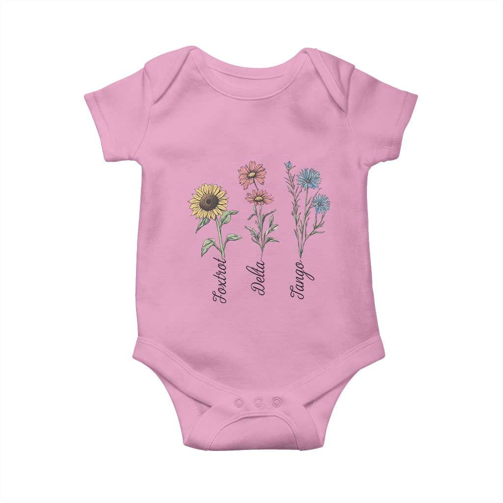 Floral FDT Foxtrot Delta Tango Baby Onesie Funny Offensive Retro TS02 Light Pink Print Your Wear