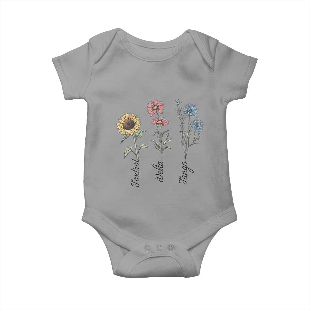 Floral FDT Foxtrot Delta Tango Baby Onesie Funny Offensive Retro TS02 Sport Gray Print Your Wear