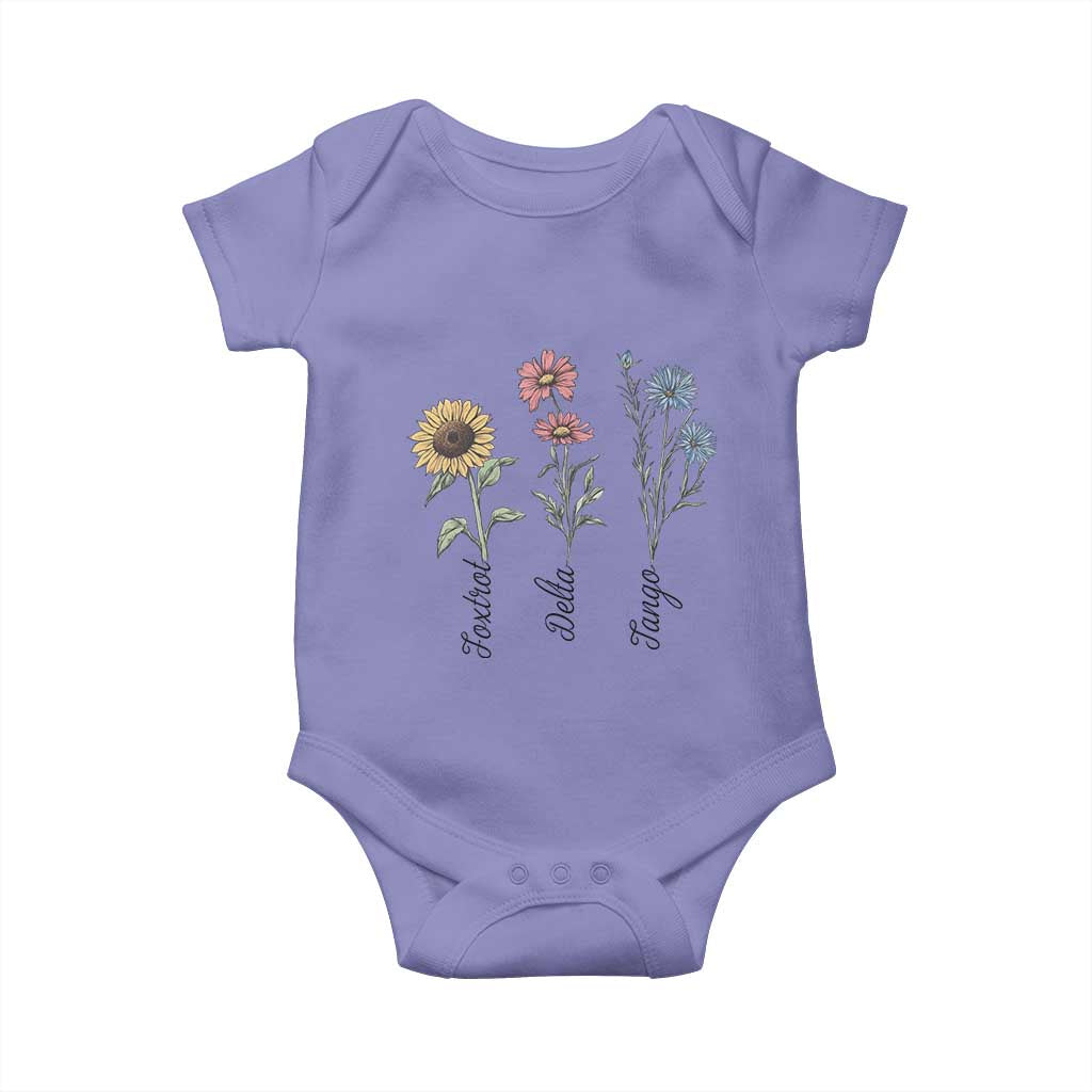Floral FDT Foxtrot Delta Tango Baby Onesie Funny Offensive Retro TS02 Violet Print Your Wear