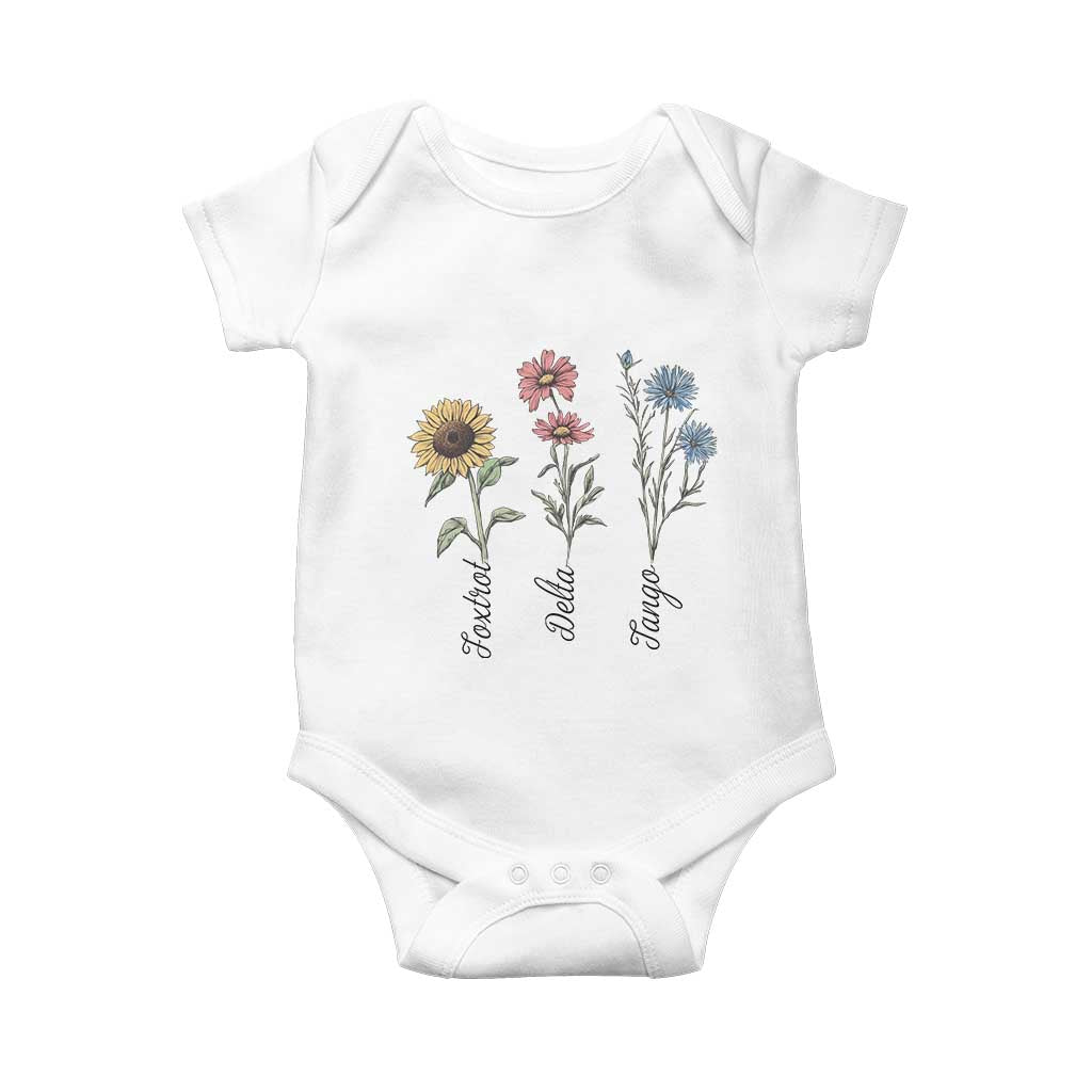 Floral FDT Foxtrot Delta Tango Baby Onesie Funny Offensive Retro TS02 White Print Your Wear