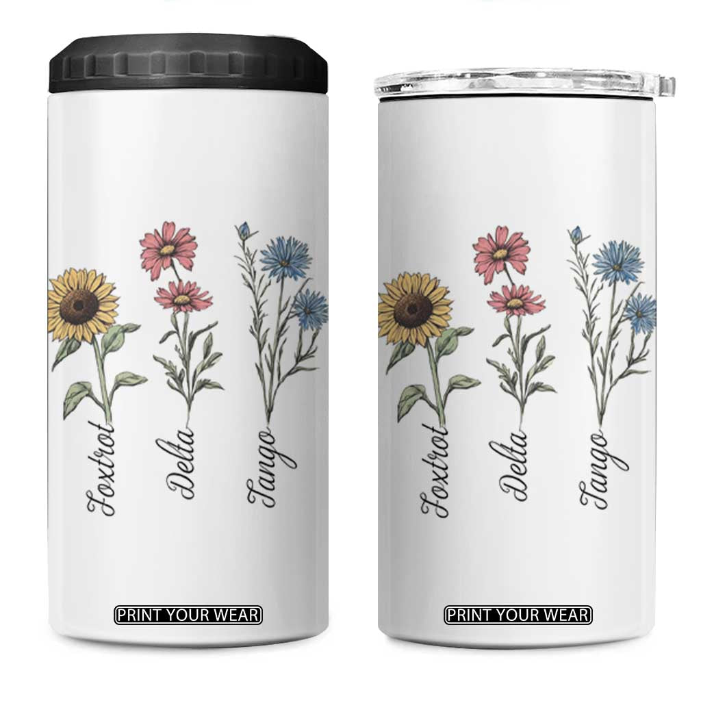 Floral FDT Foxtrot Delta Tango 4 in 1 Can Cooler Tumbler Funny Offensive Retro TS02 One Size: 16 oz White Print Your Wear