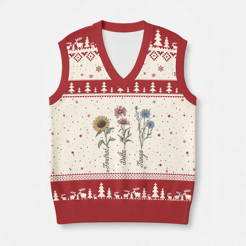 Floral FDT Foxtrot Delta Tango V-Neck Knit Sweater Vest Funny Offensive Retro TS02 Beige Red Print Your Wear