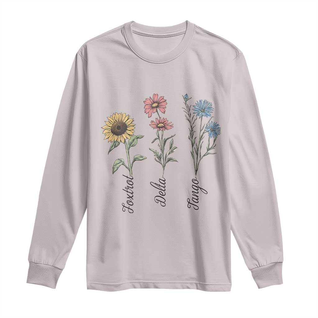 Floral FDT Foxtrot Delta Tango Long Sleeve Shirt Funny Offensive Retro TS02 Ice Gray Print Your Wear