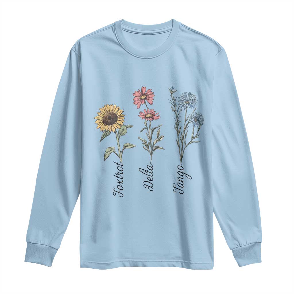 Floral FDT Foxtrot Delta Tango Long Sleeve Shirt Funny Offensive Retro TS02 Light Blue Print Your Wear