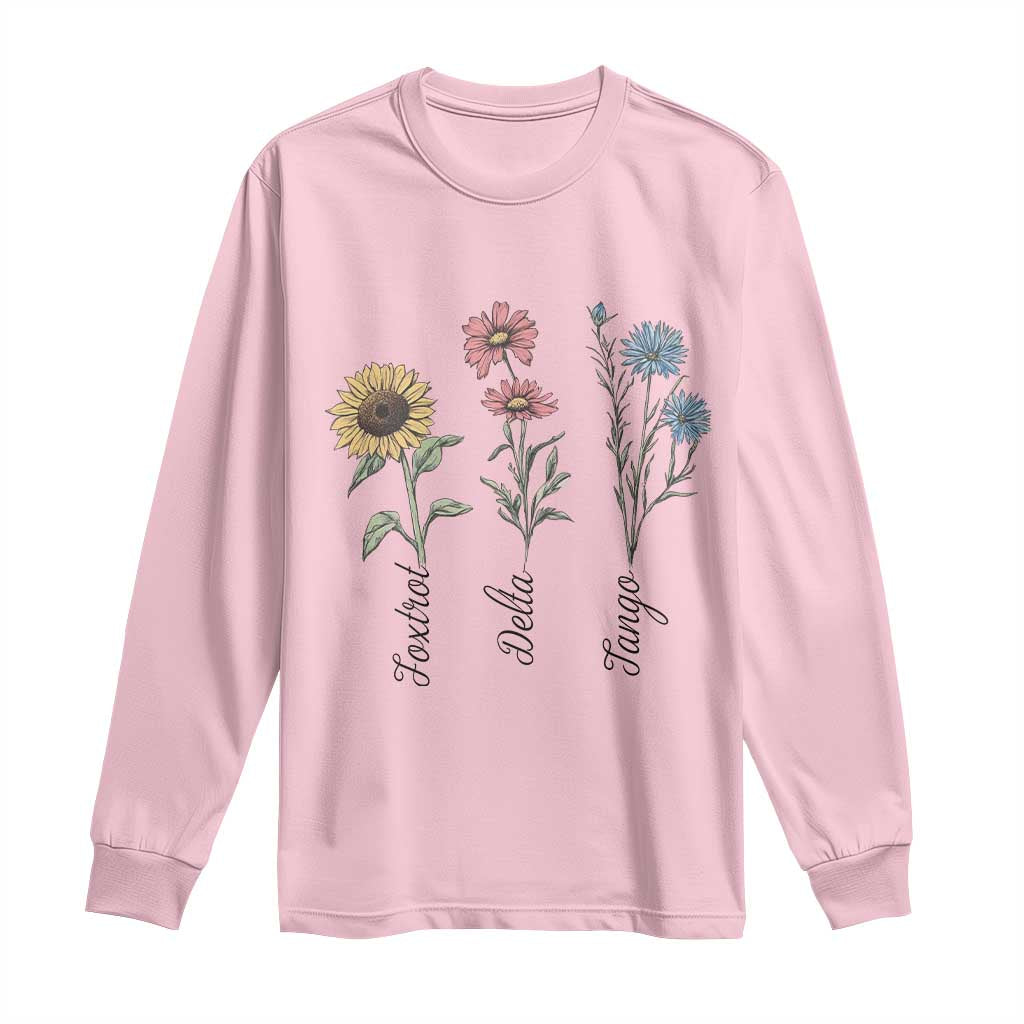 Floral FDT Foxtrot Delta Tango Long Sleeve Shirt Funny Offensive Retro TS02 Light Pink Print Your Wear
