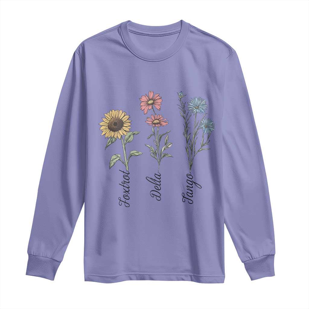Floral FDT Foxtrot Delta Tango Long Sleeve Shirt Funny Offensive Retro TS02 Violet Print Your Wear