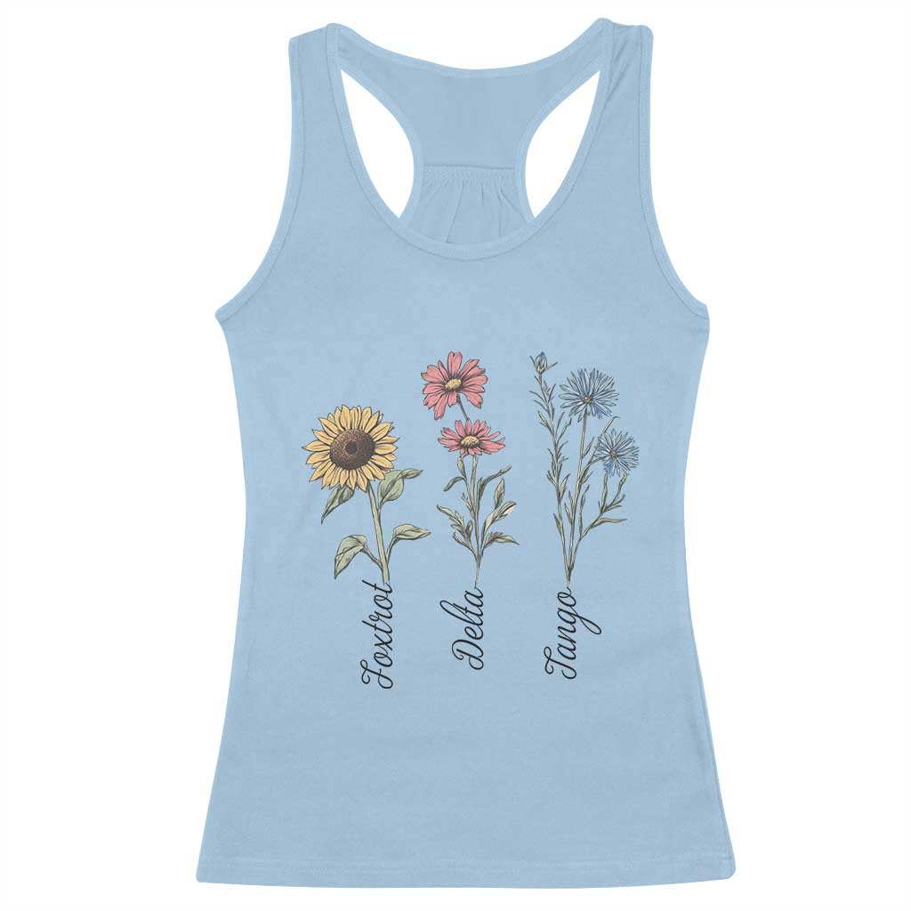 Floral FDT Foxtrot Delta Tango Racerback Tank Top Funny Offensive Retro TS02 Light Blue Print Your Wear