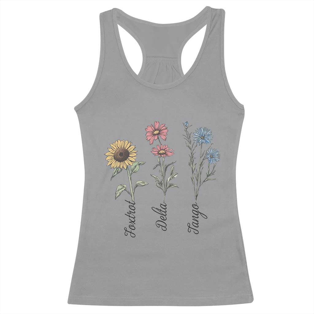 Floral FDT Foxtrot Delta Tango Racerback Tank Top Funny Offensive Retro TS02 Sport Gray Print Your Wear