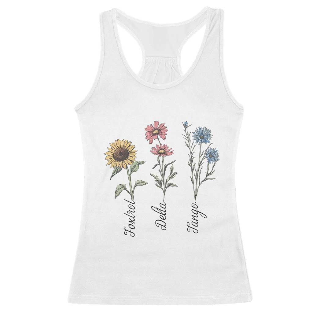 Floral FDT Foxtrot Delta Tango Racerback Tank Top Funny Offensive Retro TS02 White Print Your Wear