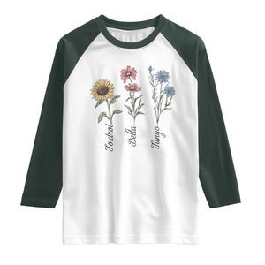Floral FDT Foxtrot Delta Tango Raglan Shirt Funny Offensive Retro TS02 White Dark Forest Green Print Your Wear