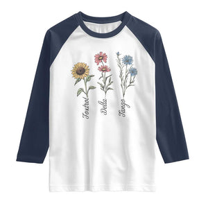 Floral FDT Foxtrot Delta Tango Raglan Shirt Funny Offensive Retro TS02 White Navy Print Your Wear