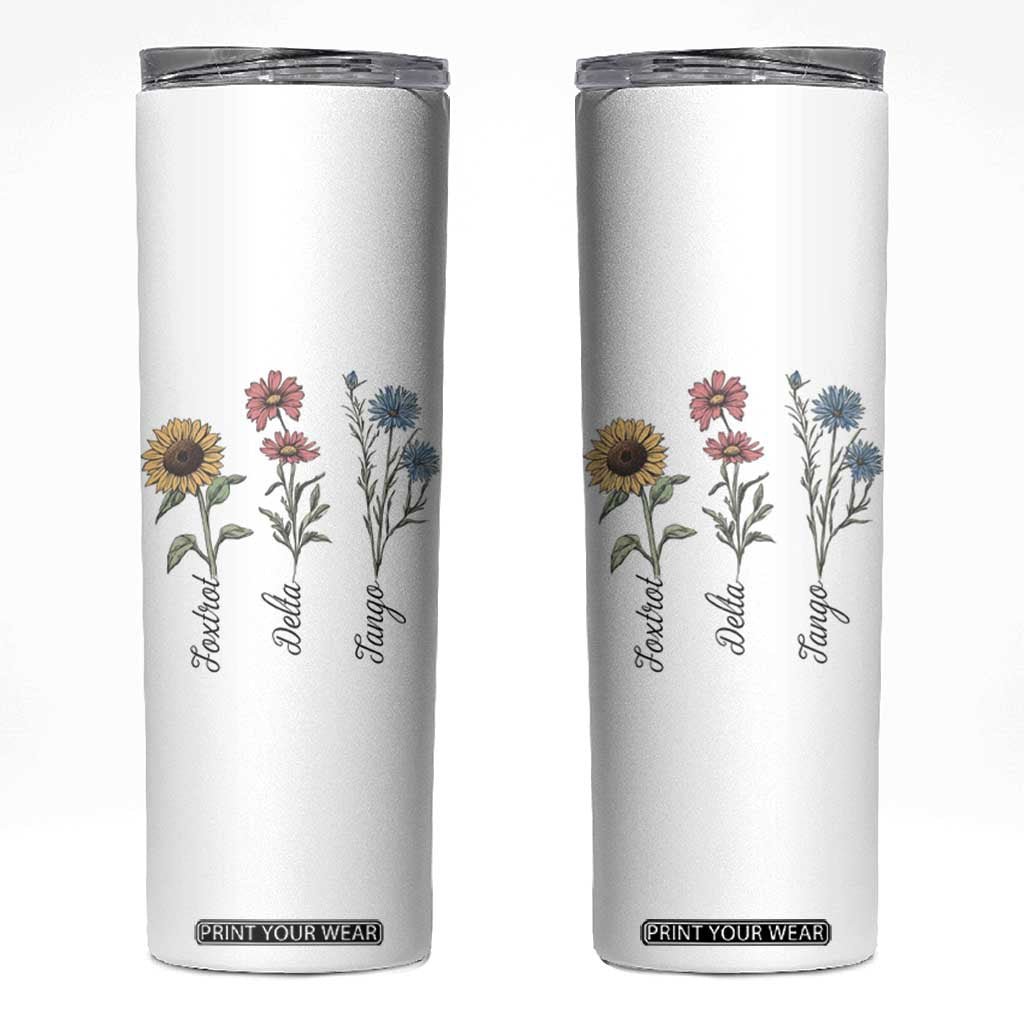 Floral FDT Foxtrot Delta Tango Skinny Tumbler Funny Offensive Retro TS02 White Print Your Wear