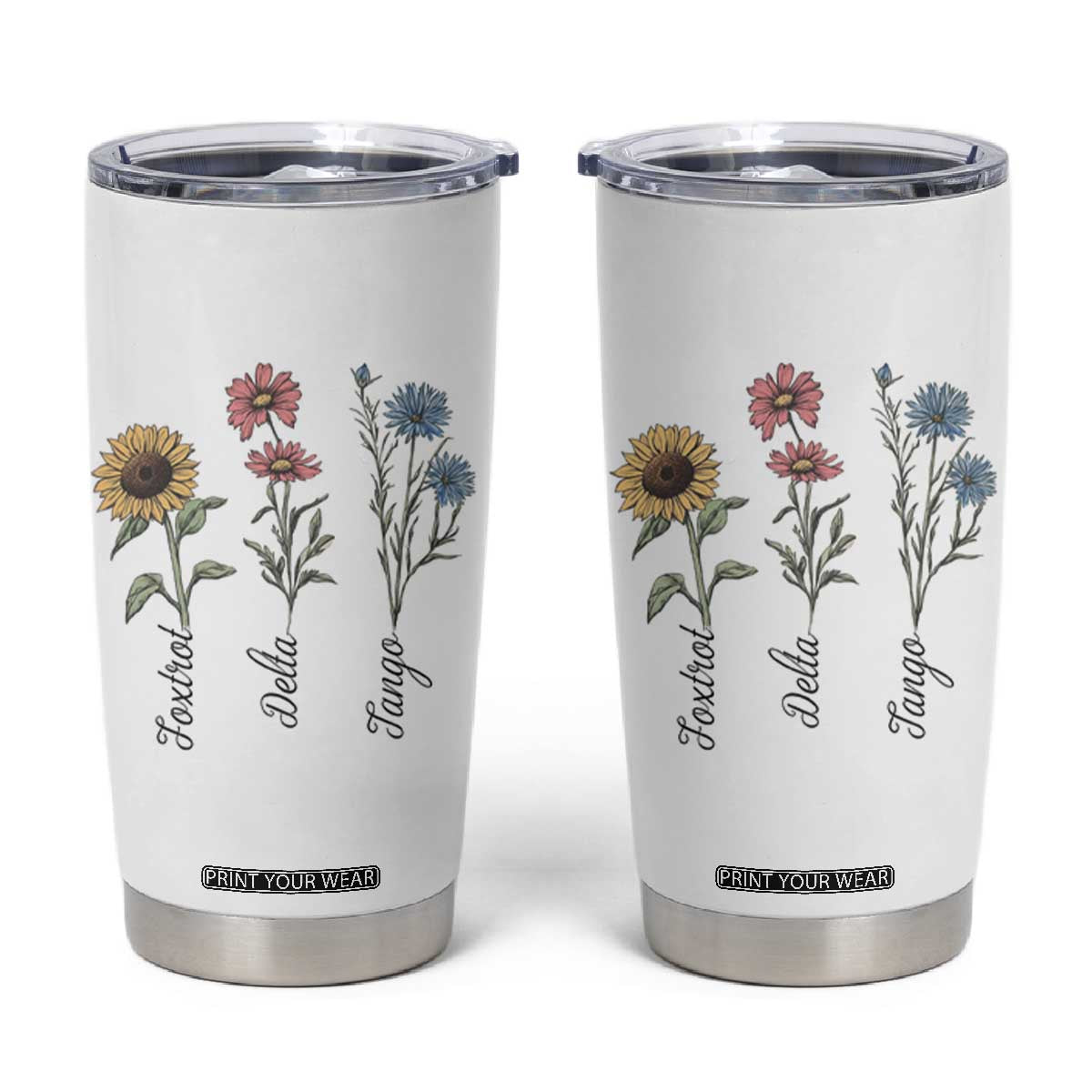 Floral FDT Foxtrot Delta Tango Tumbler Cup Funny Offensive Retro TS02 White Print Your Wear