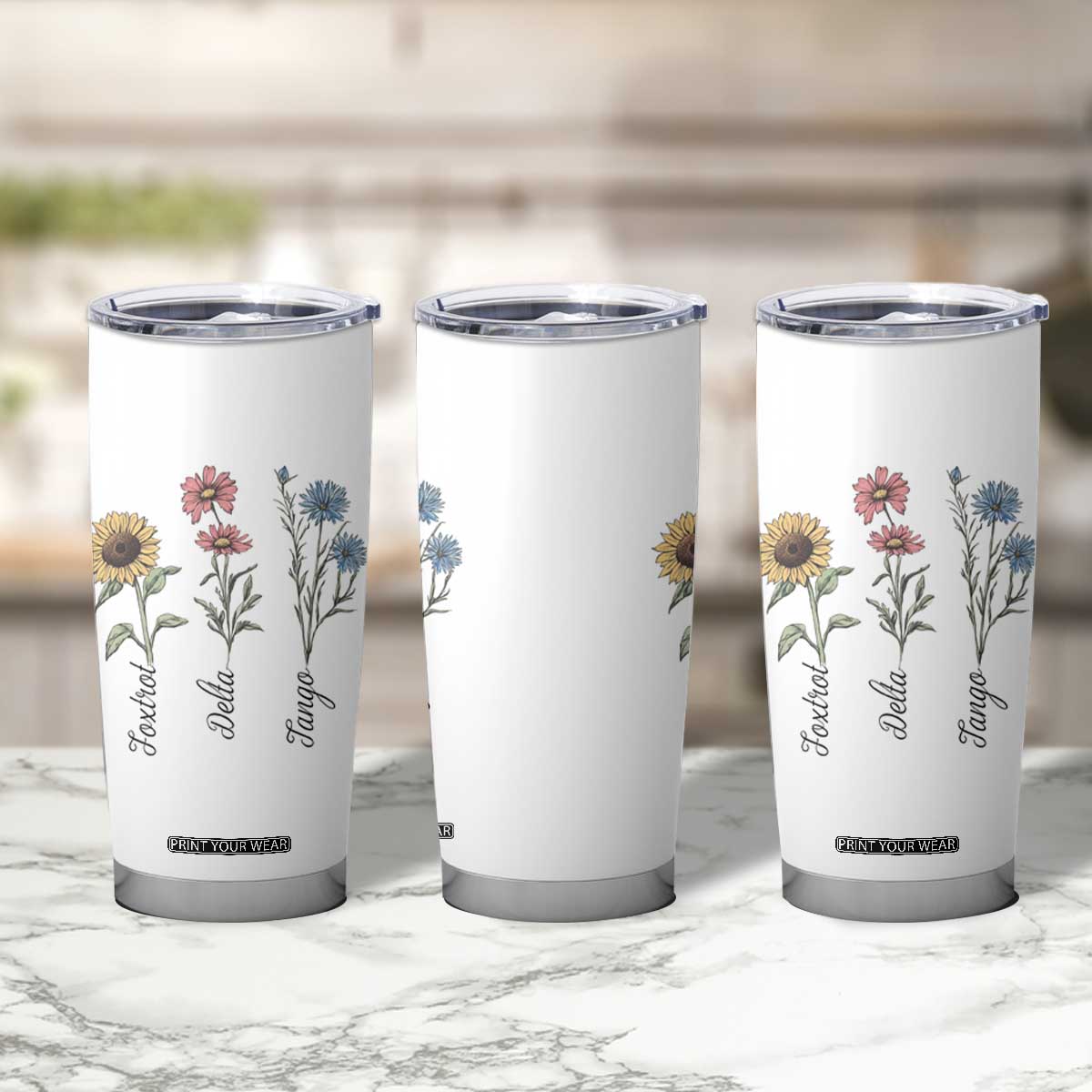 Floral FDT Foxtrot Delta Tango Tumbler Cup Funny Offensive Retro TS02 Print Your Wear